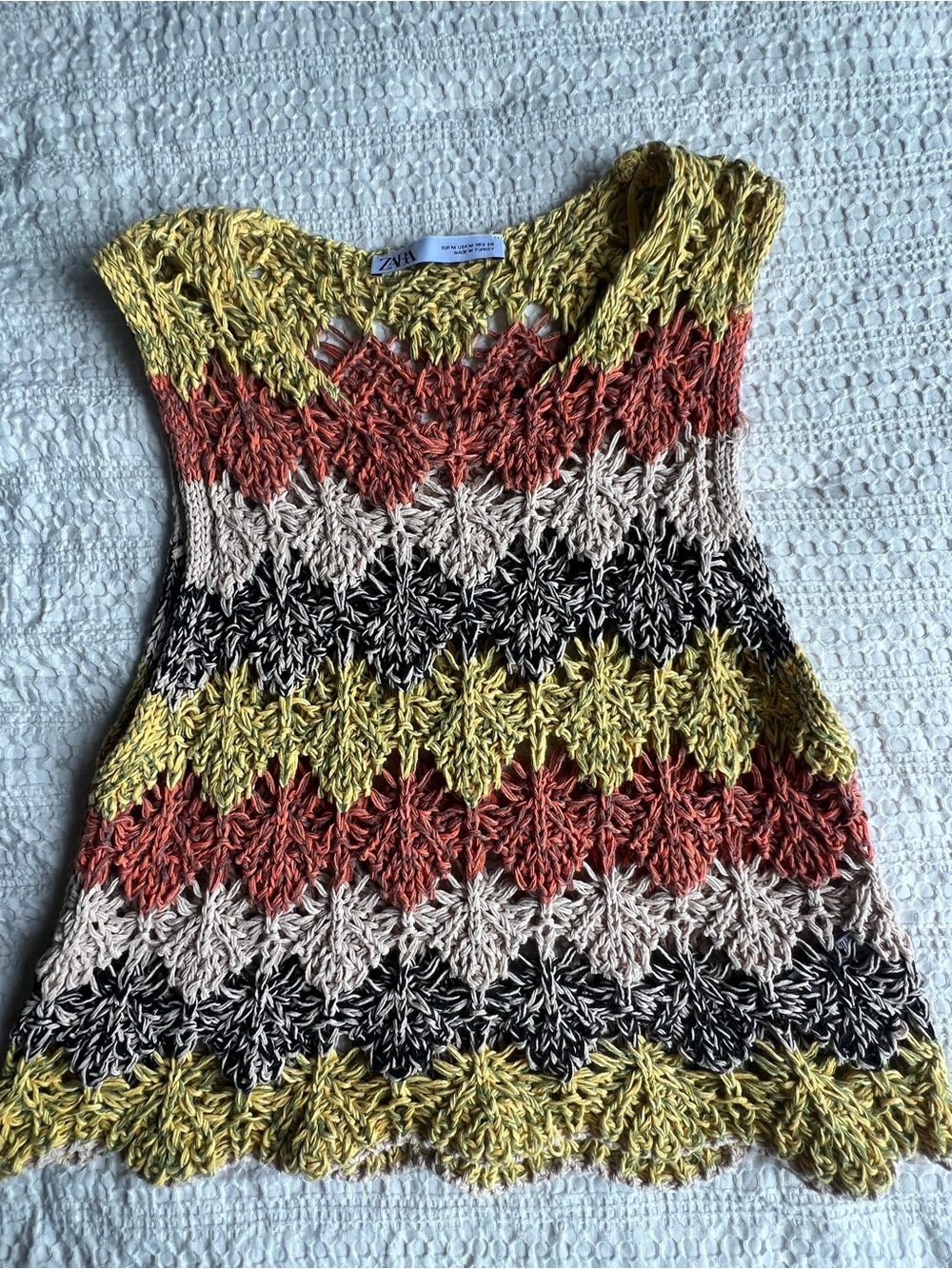 ZARA Multicolor Crochet Knit Sleeveless Top